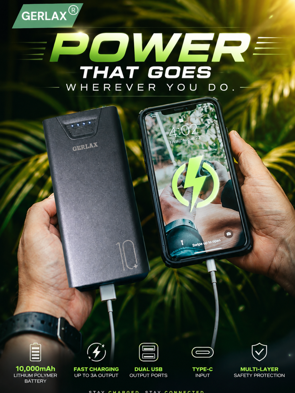 Gerlax 10,000mAh Lithium Polymer Power Bank
